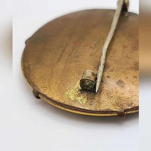 Antique Victorian handpainted porcelain brooch pin, floral - Picture 4 of 4